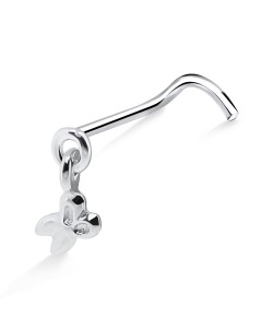 Scissor Shaped Silver Curved Nose Stud NSKB-551